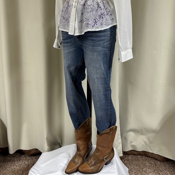 DINGO WESTERN STYLE BROWN LEATHER BOOTS WITH BUCKLE SZ 7 - Picture 10 of 13